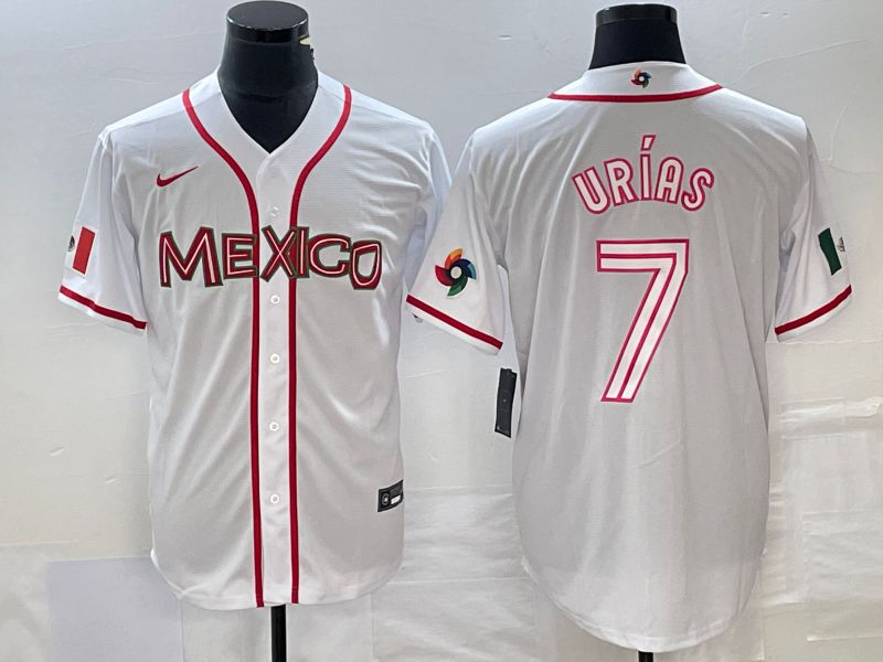 Men 2023 World Cub Mexico #7 Urias White Nike MLB Jersey62